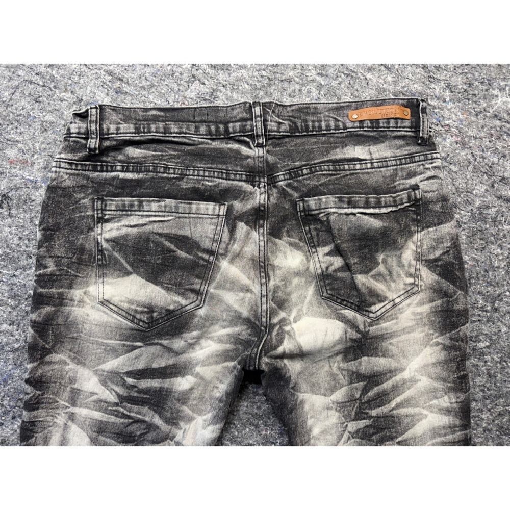 Evolution In Design Mens 36x32 Moto Biker Jeans Black Grey Acid Wash Slim Fit - Picture 12 of 13